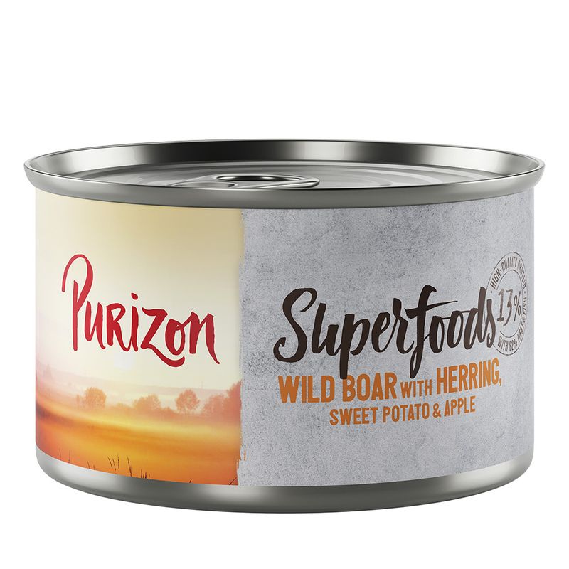 Purizon Superfoods 6 x 140g Mixed Pack (2x Chicken, 2x Tuna, 1x Wild Boar, 1x Game)
