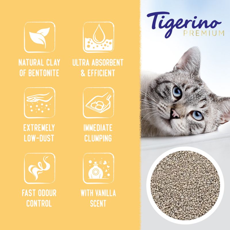 Tigerino Premium Cat Litter – Vanilla Scented 12kg