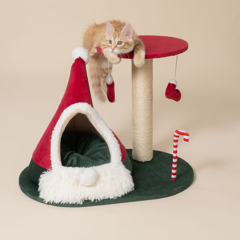 TIAKI Scratching Post with Christmas Teepee Red