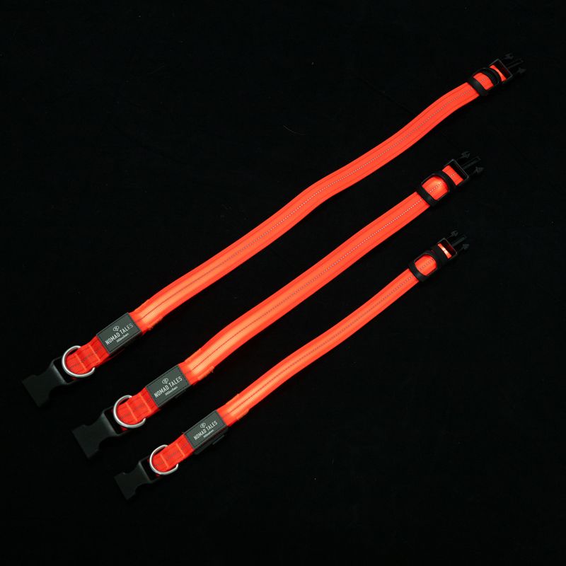 Nomad Tales Spirit USB LED Nylon Collar - Orange Size S: Neck circumference 34-41cm