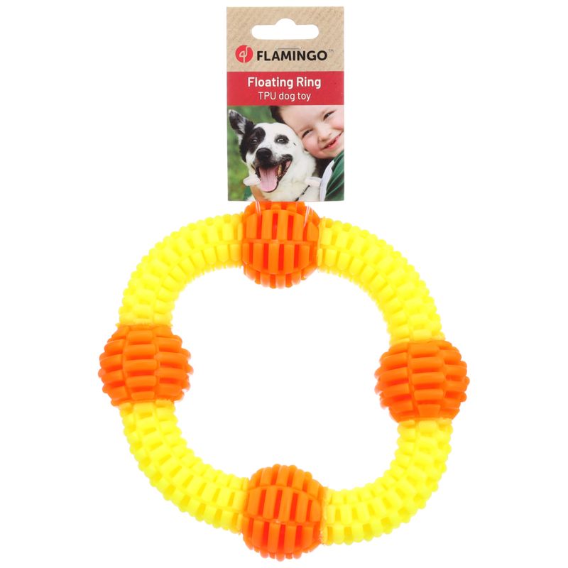 Flamingo Dog Toy Lipa Ring with Balls W 19 x H 4.9cm
