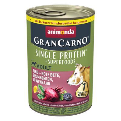 animonda GranCarno Superfoods Adult 6 x 400g Chicken, Spinach, Raspberries & Pumpkin Seeds