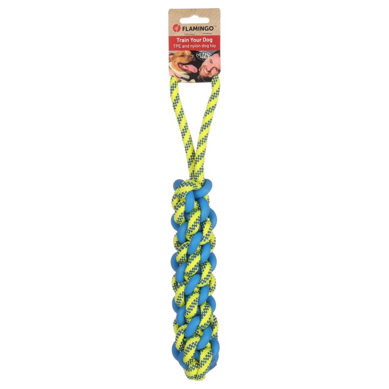 Flamingo Dog Toy Tofla Tug Rope with Loop Size S: 38 x 5 x 5cm (L x W x H)