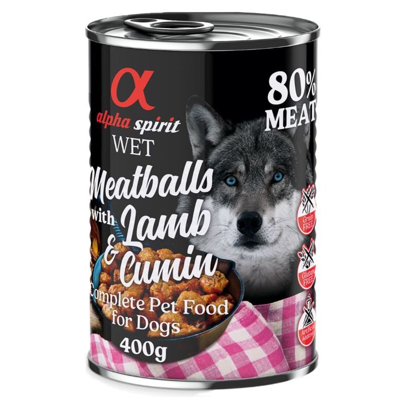 alpha spirit Dog Meatballs 6 x 400g Red Deer & Rosemary
