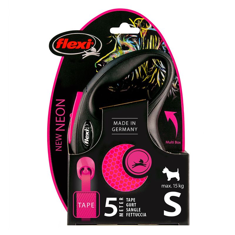 flexi New Neon Pink Harness 5m Lead M: up to 25kg
