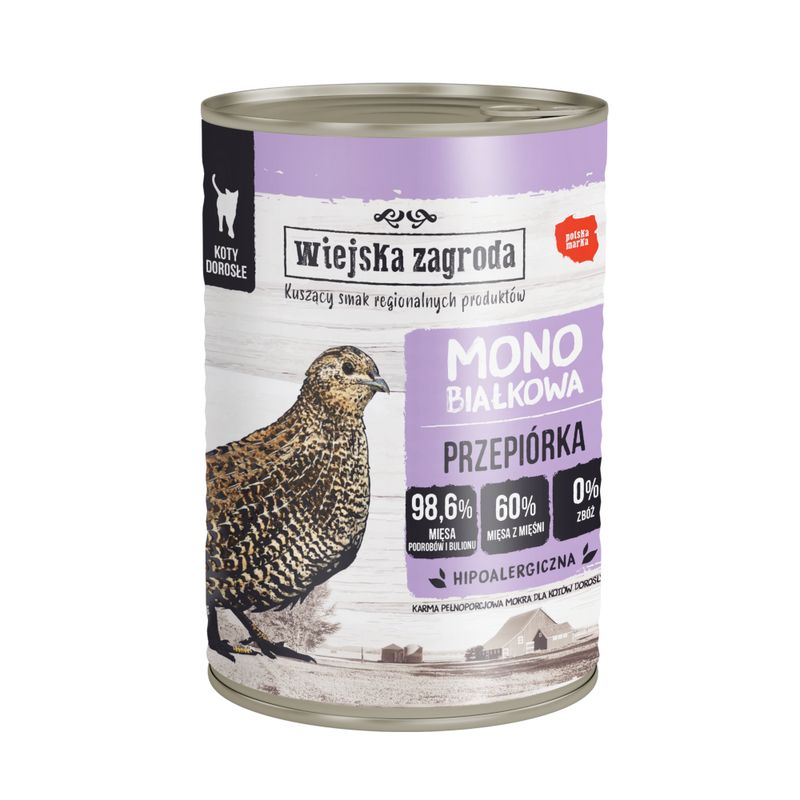Wiejska Zagroda Cat Monoprotein 12 x 400 g Quail