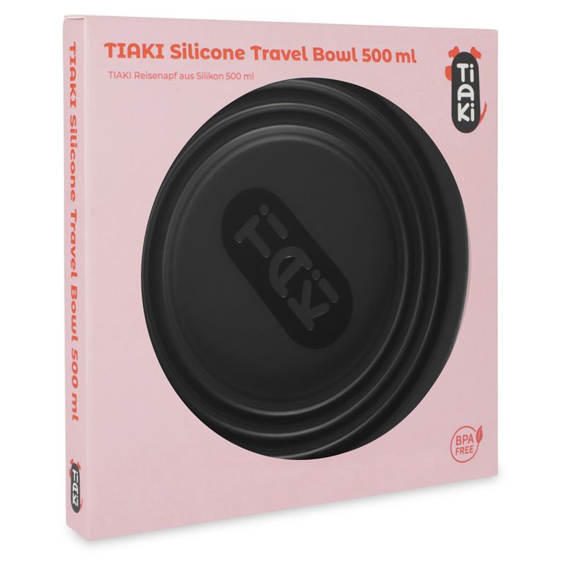 TIAKI Black Silicone Travel Bowl 500ml