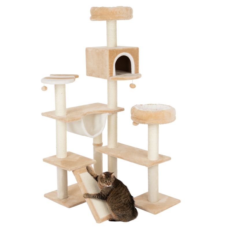 Gingerbread House Cat Tree with Ladder Beige