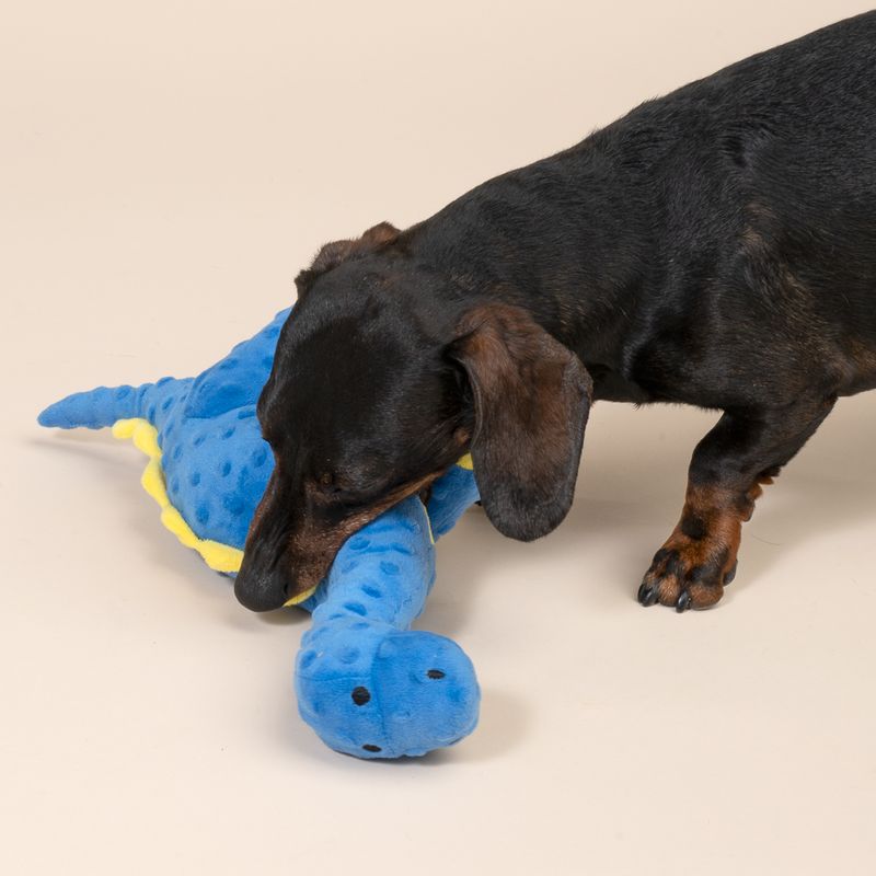 TIAKI Blue Dino Plush Dog Toy approx. 38 x 10 x 20 cm (L x W x H)