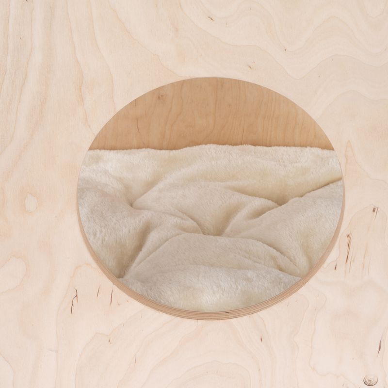 Natural Paradise Mimosa Cat Den Natural wood with cream cover