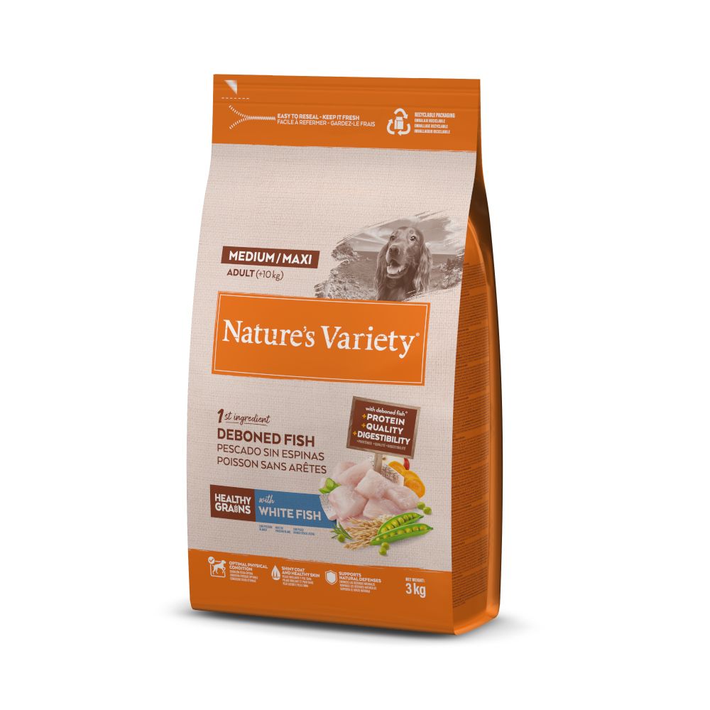Nature's Variety Healthy Grains Medium/Maxi Adult White Fish 3kg