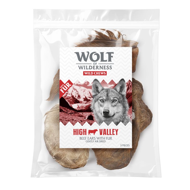 Wolf of Wilderness “High Valley” – Dried Cows’ Ears with Fur 120g (approx. 3 pcs)