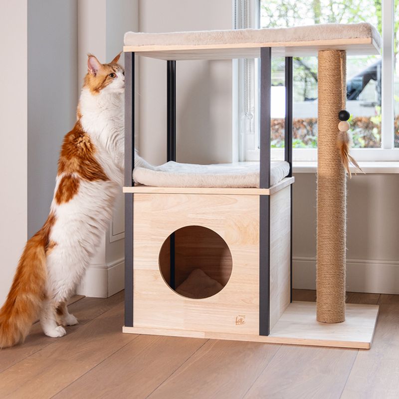 Designed by Lotte Nala Wooden Scratching Post Natural