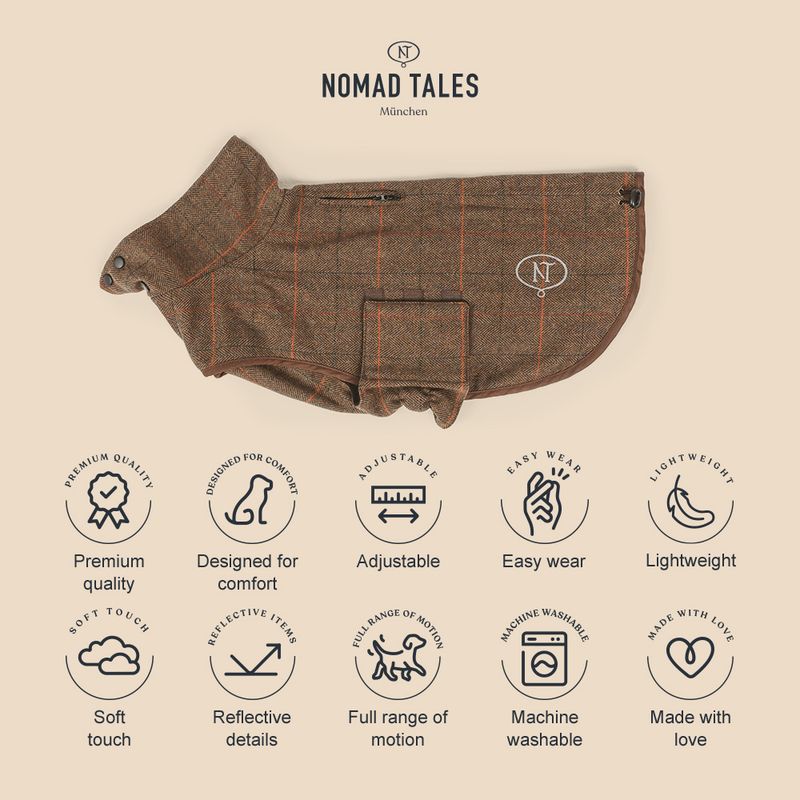Nomad Tales Bloom Tartan Dog Coat Back length: approx. 35cm