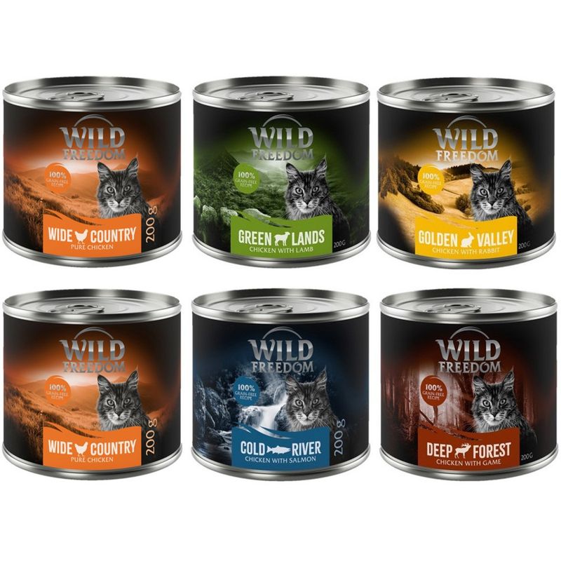 Wild Freedom Adult 6 x 200g Mixed Pack I - Grain-Free (Chicken, Pollock, Lamb, Rabbit, Game)