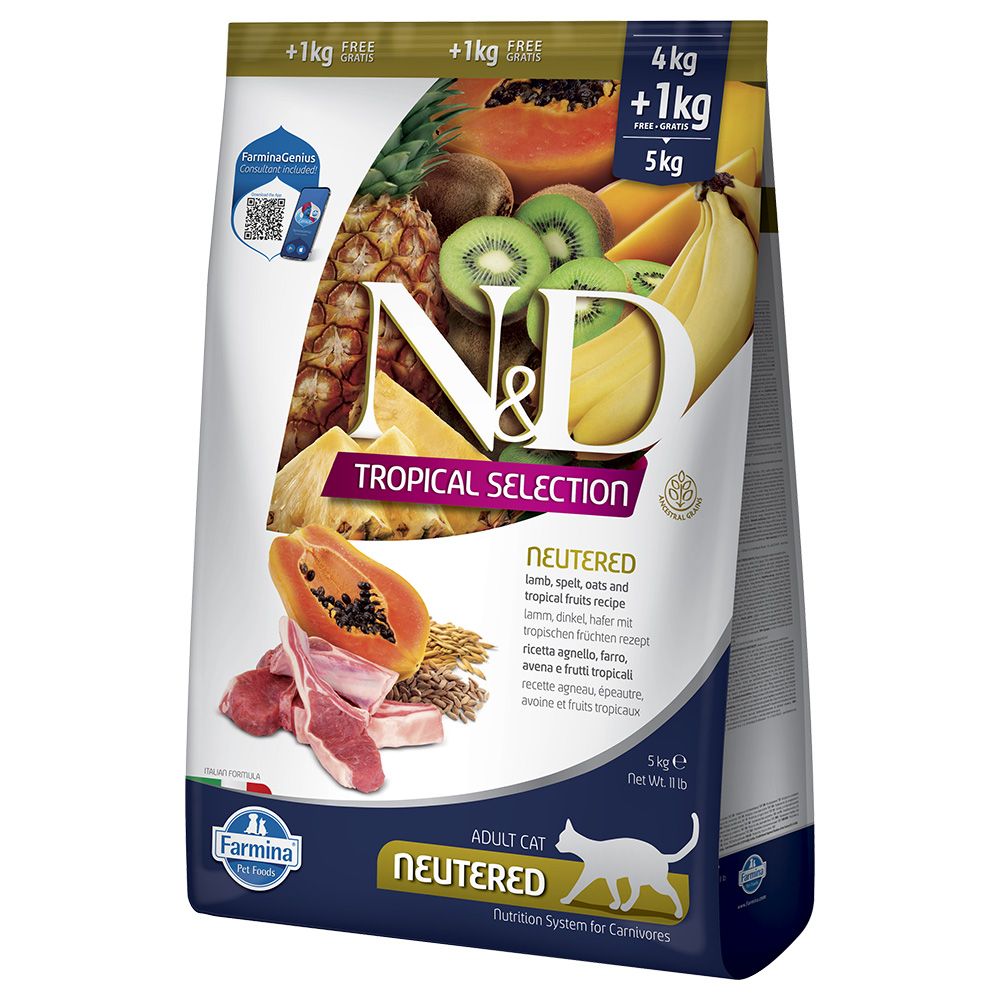 N&D Cat Tropical Selection Neutered with Lamb 5kg (4kg + 1kg)