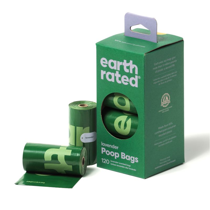 Earth Rated Dog Waste Bag Rolls 8 rolls of 15 bags, lavender (120 bags)