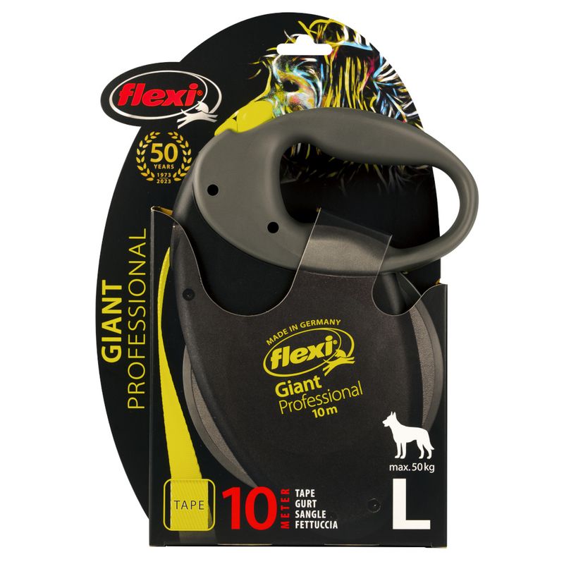 flexi Giant Professional Harness 10m Lead Black & Neon Yellow
