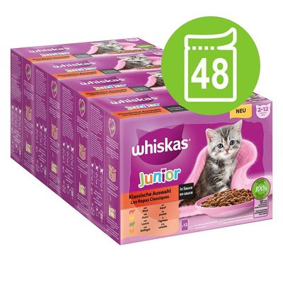 Whiskas Junior Pouches 48 x 85g Meat Selection in Gravy