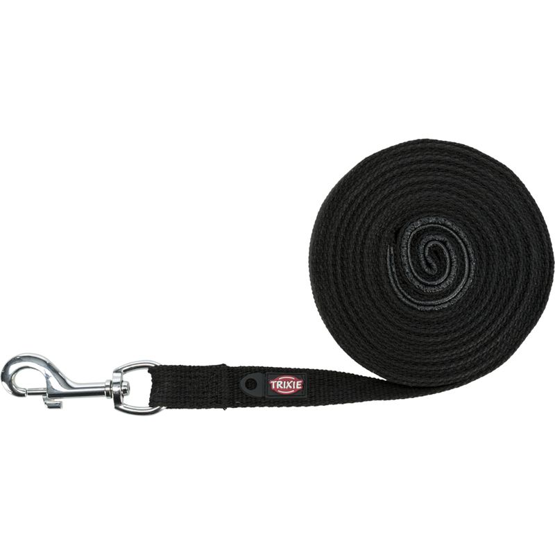 Trixie Cotton Drag Lead - Black Size: M-L: 5m long / 20mm wide
