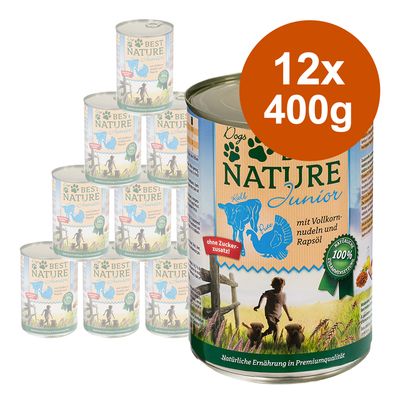 Best Nature Dog Junior Saver Pack 12 x 400g Veal, Turkey & Pasta