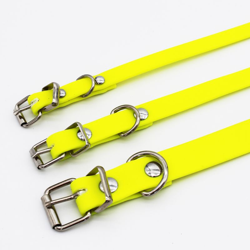Heim Biothane® Riveted Collar - Neon Yellow 24 - 31cm neck circumference, 9mm wide