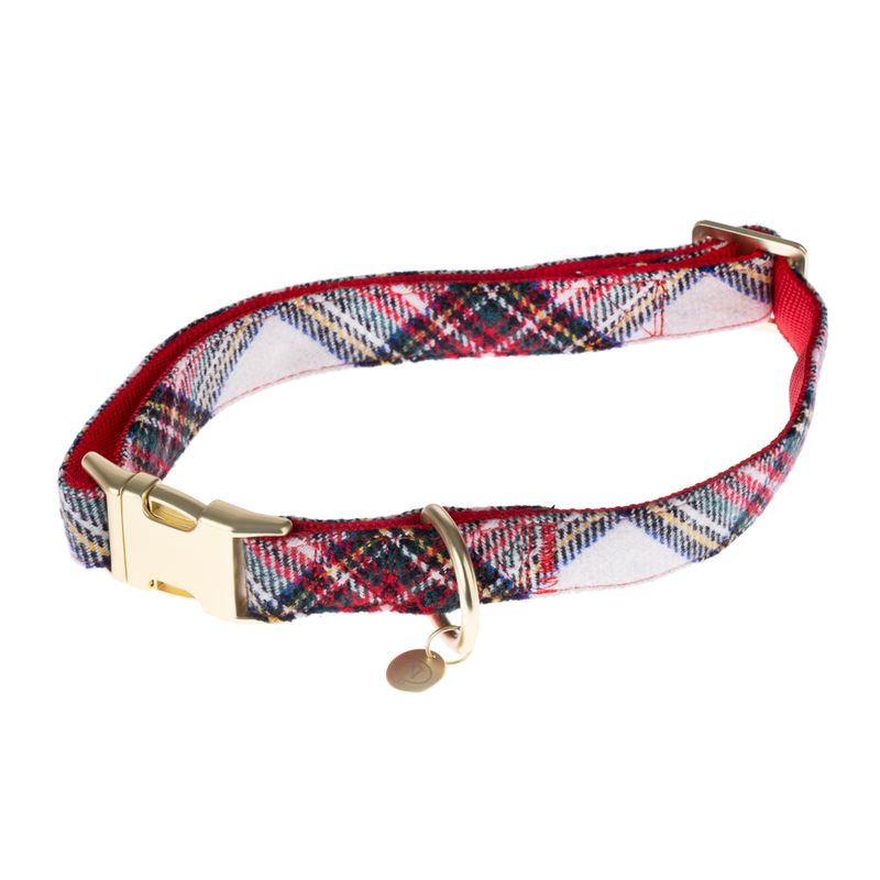 Nomad Tales Tartan Collar, Lead, Poop Bag Dispenser & Scrunchie Set Collar Size L: 42 - 66 cm Neck Circumference