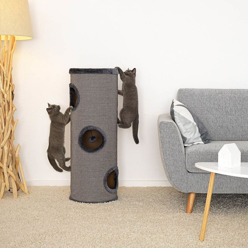 Lionto Scratching Barrel with Sisal - Grey 50 x 36 x 36cm (H x L x W)