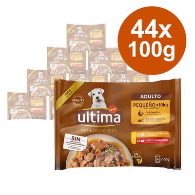 Ultima Fit & Delicious Mini Adult Dog 44 x 100g Salmon & Turkey Mixed Pack