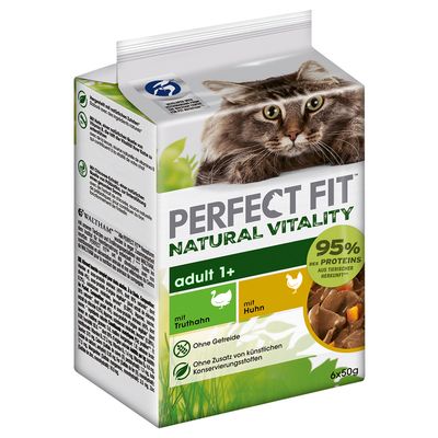 Perfect Fit Natural Vitality Adult 1+ Wet Cat Food Ocean Fish & Turkey (6 x 50g)