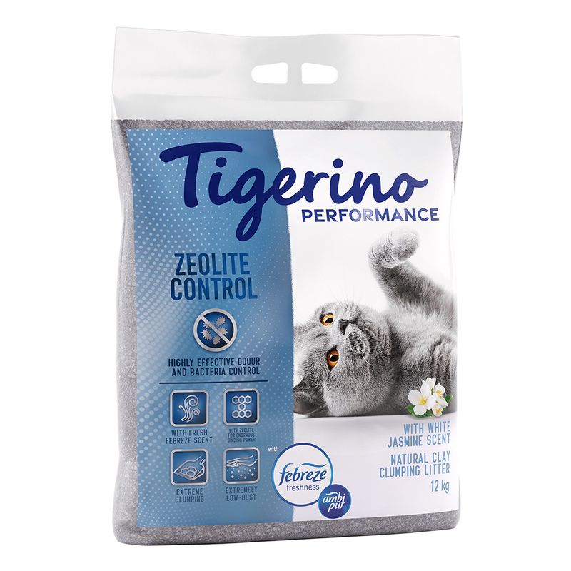Tigerino Performance Cat Litter Zeolite Control - Febreze White Jasmine Scent 12kg