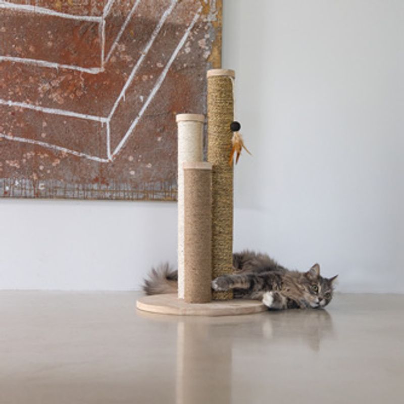Designed by Lotte Willa Wooden Scratching Post Natural