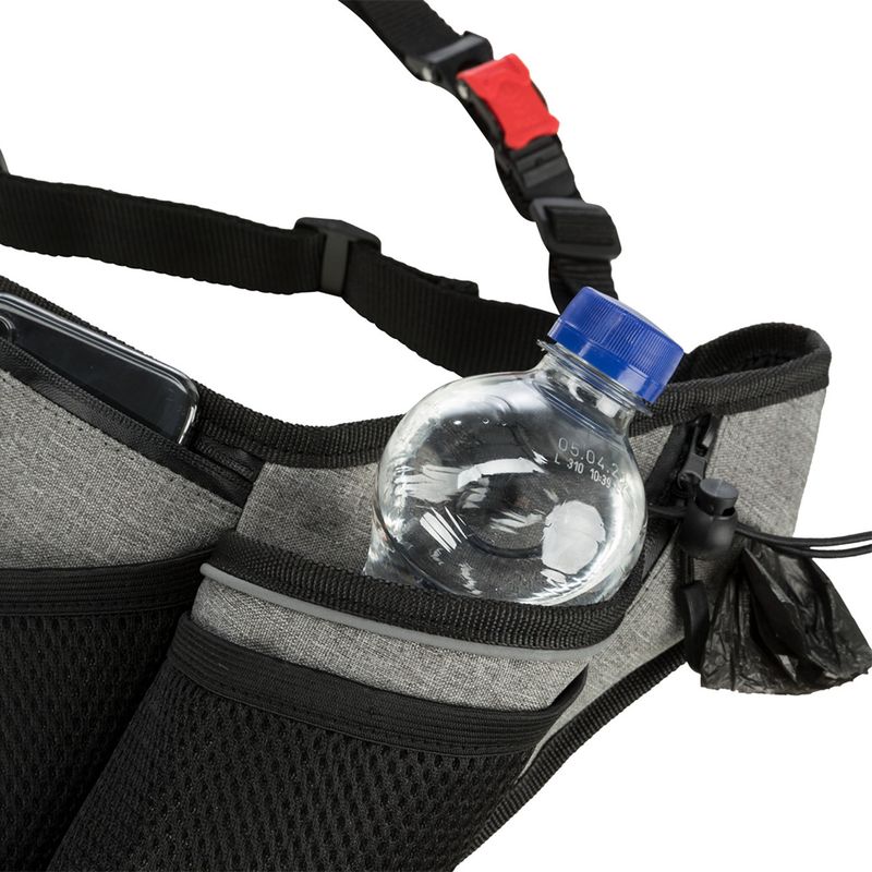 Trixie Jogging Belt with Leash - Grey/ Black Belt: 70 – 130 cm, Leash: 115 – 150 cm / 20mm
