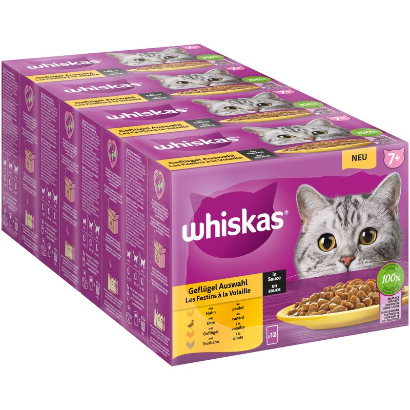 Whiskas Senior Pouches 48 x 85g 7+ Mixed Selection in Gravy