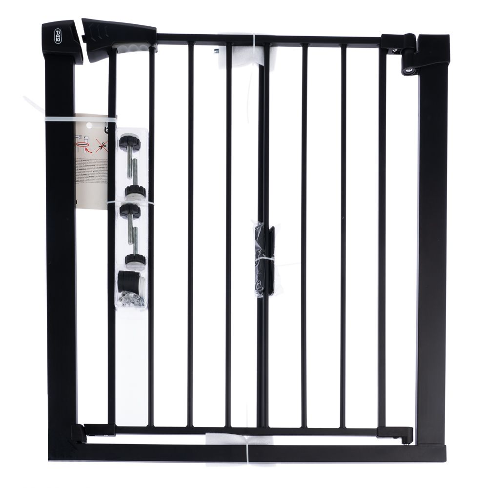 TIAKI Black Dog Gate with 7 cm Extension Height 76 cm, width 75 to 82 cm