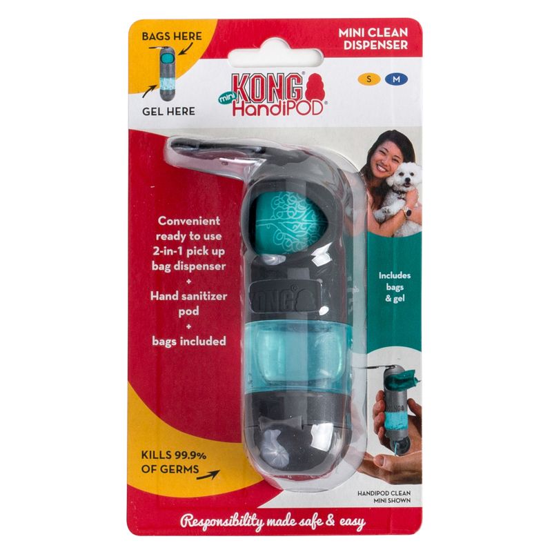 KONG HandiPOD Mini Poop Bag Dispenser & Hand Gel incl. 1 Roll of Poop Bags & Hand Gel