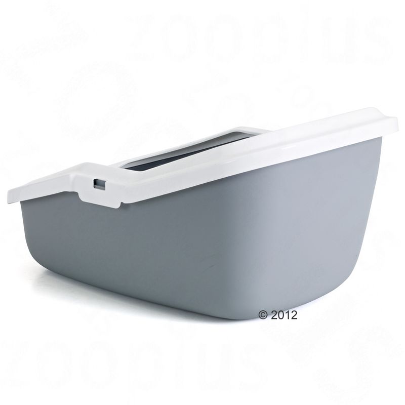 Savic Aseo Cat Litter Tray with High Edge Light Grey / White