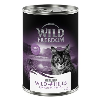 Wild Freedom Adult Sterilised 6 x 400g - Grain-Free Mixed Pack (2x Chicken, 2x Pollock, 1x Rabbit, 1x Duck)