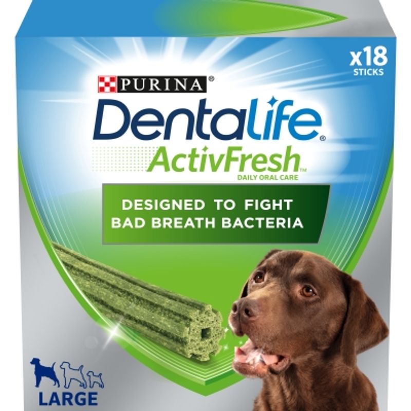 PURINA Dentalife Active Fresh Daily Dental Care Snacks for Large Breed Dogs 18 Sticks