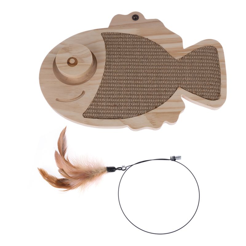 TIAKI Wooden Fish Scratch & Play Cat Toy 36 x 26 x 4 cm (L x W x H)