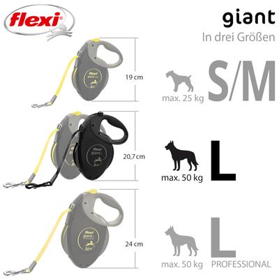 flexi Black Edition Harness Leash - 8m Size L: up to 50kg
