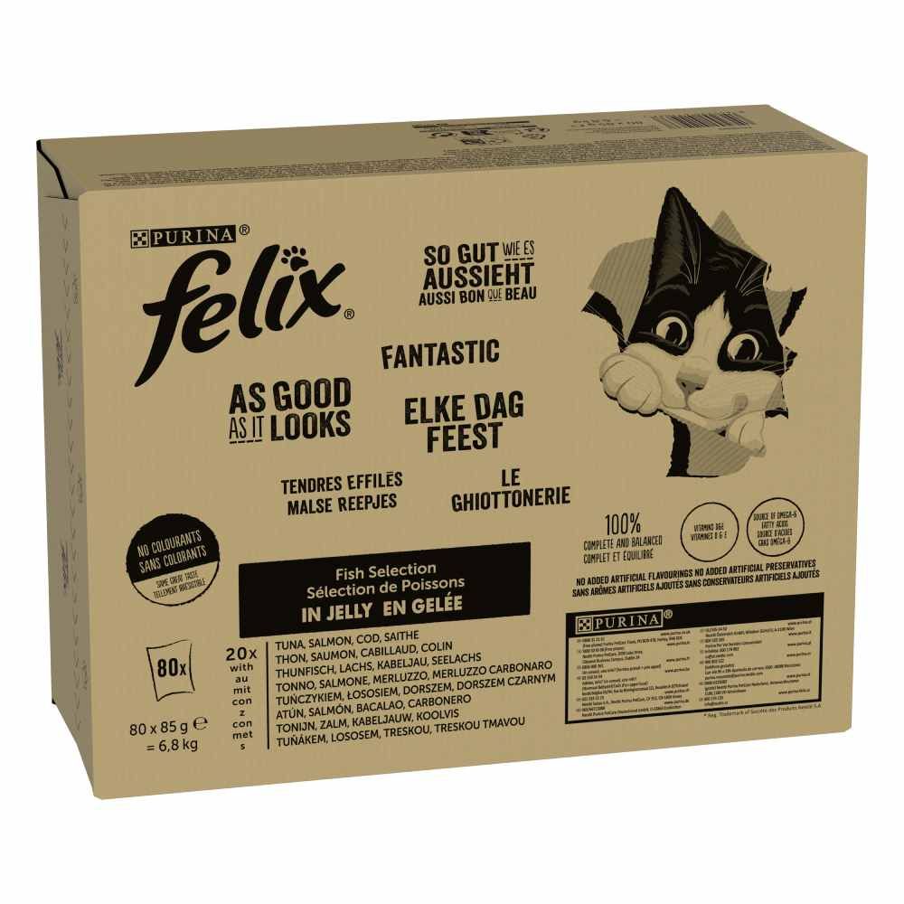 Felix As Good As It Looks Jumbo Pack 80 x 85g Fish Mix (4 Varieties)