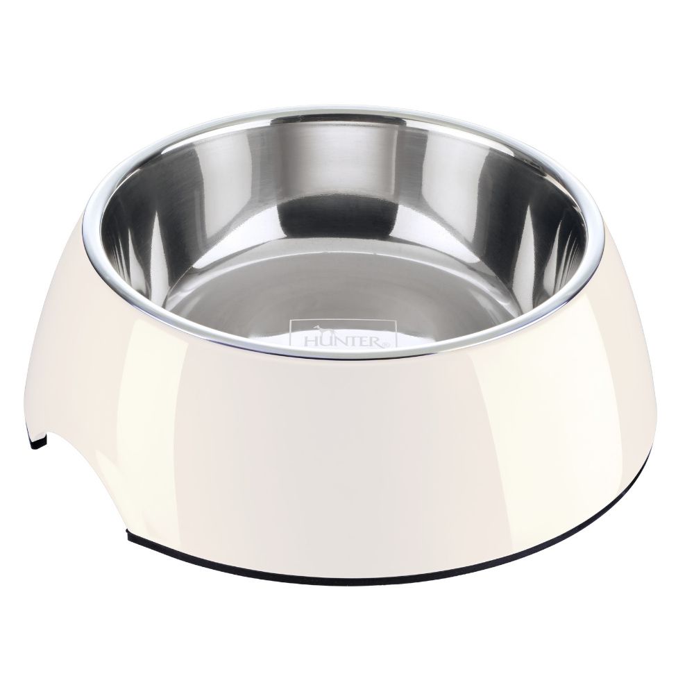 HUNTER melamine bowl white, with stainless steel inlet 160 ml, diameter 11 cm