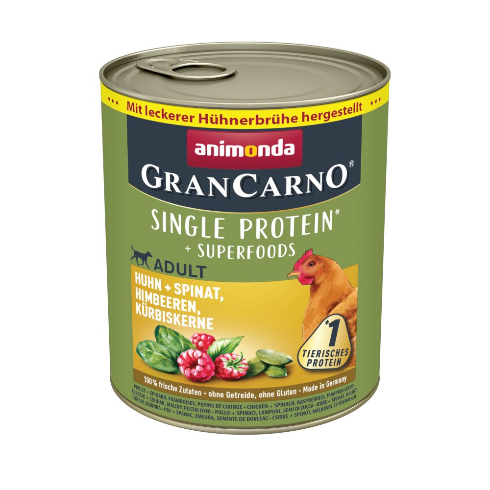 animonda GranCarno Superfoods Adult 6 x 800g Lamb, Amaranth, Cranberries & Salmon Oil