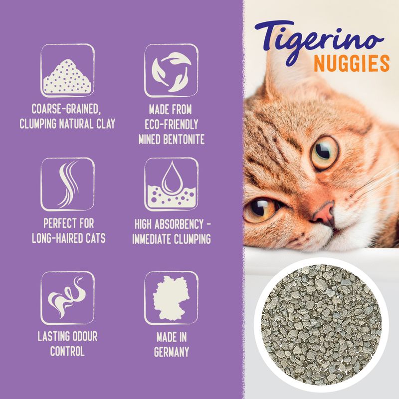Tigerino Nuggies XL-Grain Cat Litter – Baby Powder Scent 14l