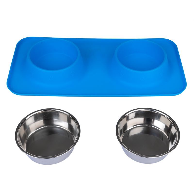 TIAKI double bowl with silicone mat 2 x 540 ml, Ø 14 cm