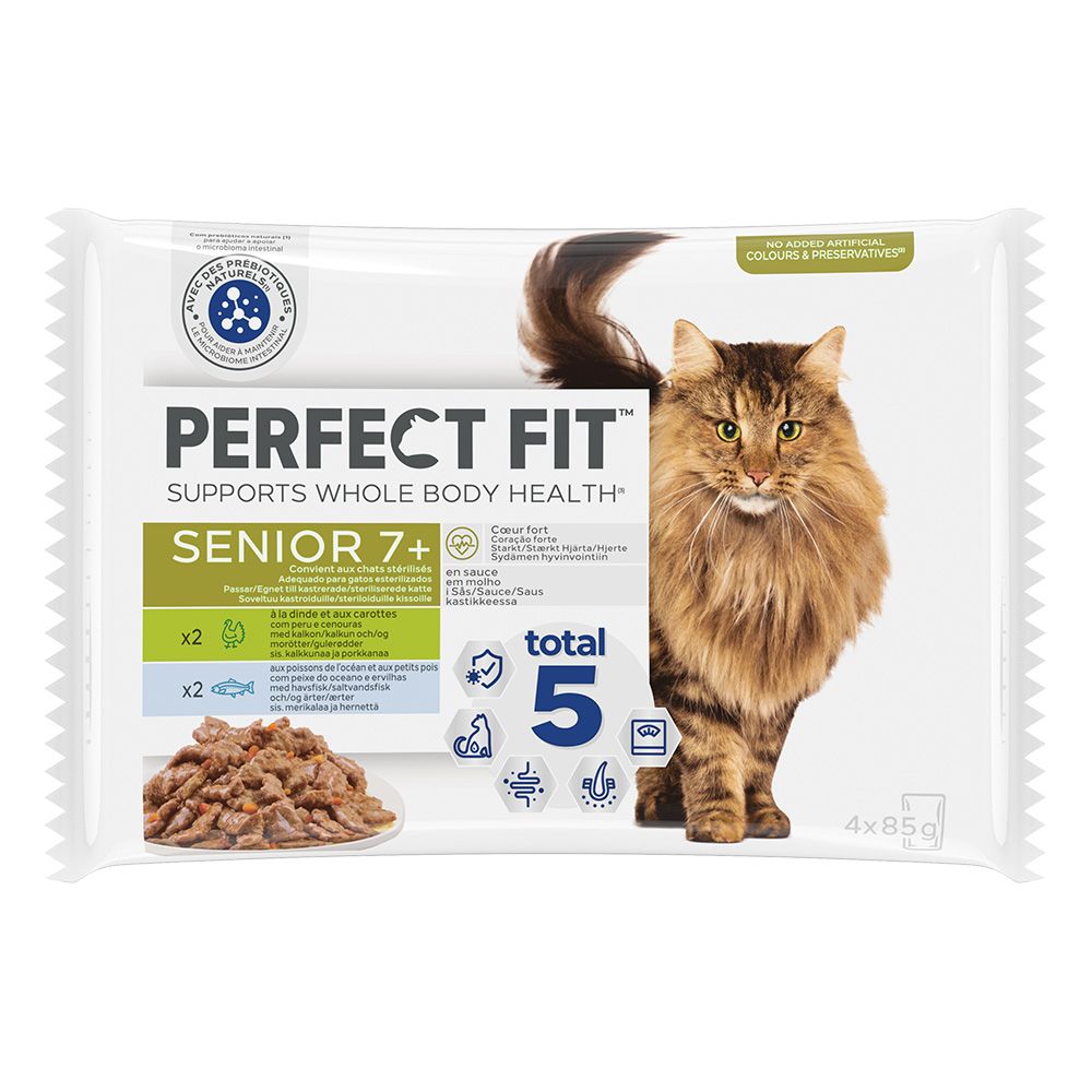 Perfect Fit Sterilised Senior 7+ - Mixed Pack Turkey with Carrot & Whitefish with Peas (52 x 85g)