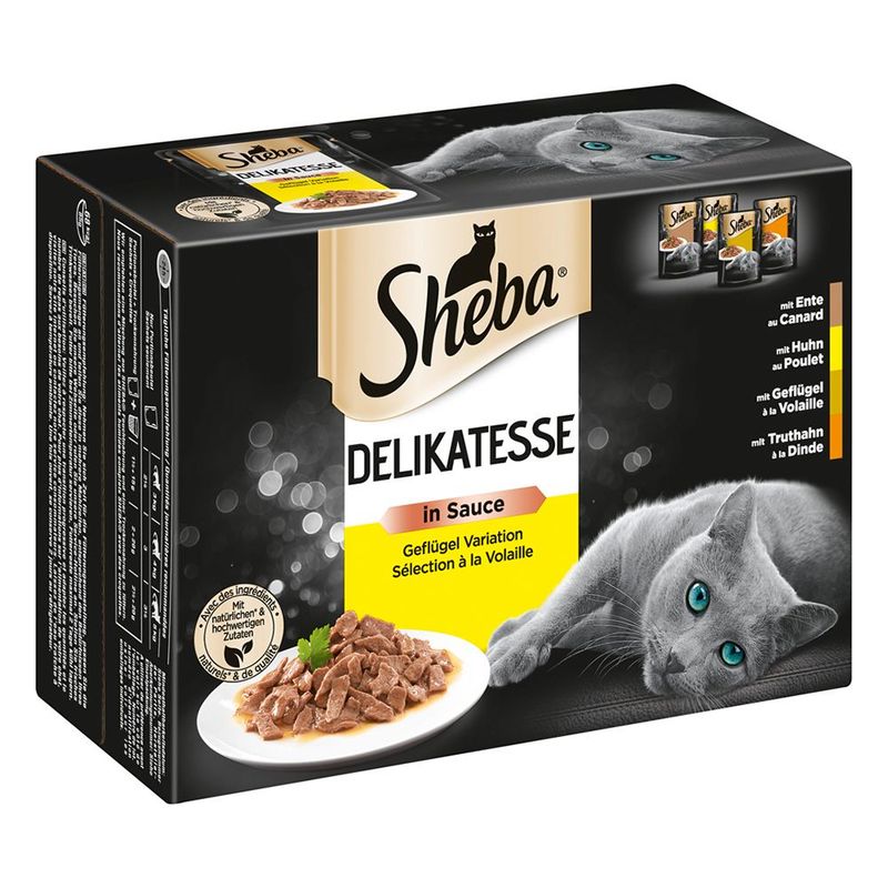 Sheba Pouches Varieties Jumbo Pack 144 x 85g Fine Flakes Poultry Collection in Jelly