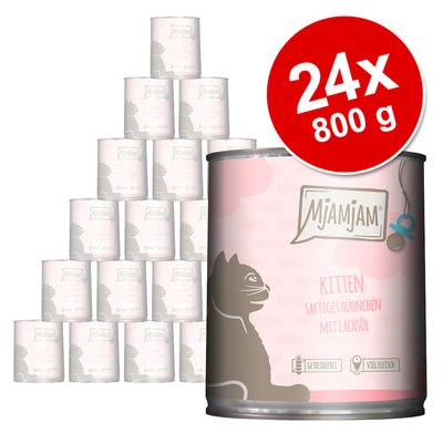 Economy Pack MjAMjAM Kitten 24 x 800 g Juicy Chicken with Salmon Oil