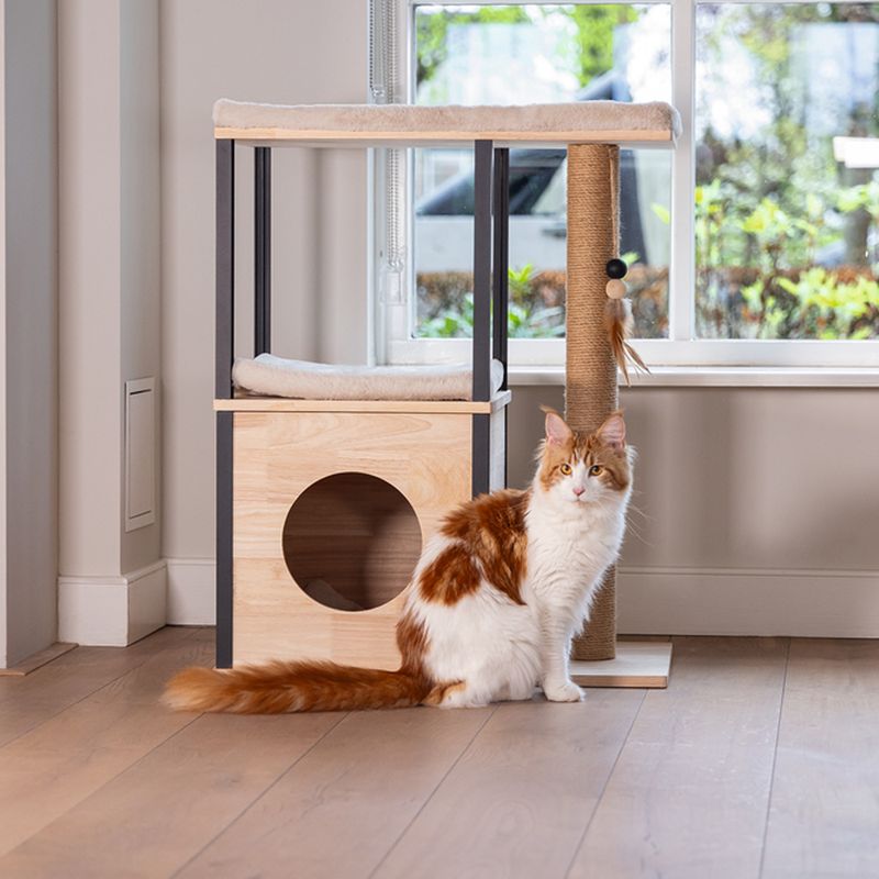 Designed by Lotte Nala Wooden Scratching Post Natural